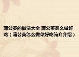 蒲公英的做法大全 蒲公英怎么做好吃（蒲公英怎么做菜好吃简介介绍）