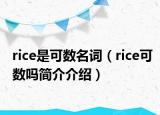 rice是可数名词（rice可数吗简介介绍）