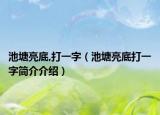 池塘亮底,打一字（池塘亮底打一字简介介绍）
