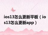 ios13怎么更新平板（ios13怎么更新app）
