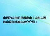 山西的山指的是哪座山（山东山西的山是指哪座山简介介绍）