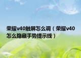 荣耀v40触屏怎么调（荣耀v40怎么隐藏手势提示线）