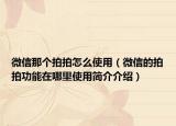 微信那个拍拍怎么使用（微信的拍拍功能在哪里使用简介介绍）