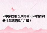 lol黄铜为什么叫青铜（lol的青铜是什么意思简介介绍）