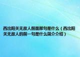 西出阳关无故人前面那句是什么（西出阳关无故人的前一句是什么简介介绍）