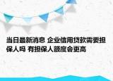 当日最新消息 企业信用贷款需要担保人吗 有担保人额度会更高