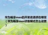 华为畅享max的开发者选项在哪里（华为畅享max访客模式怎么设置）