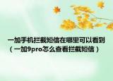 一加手机拦截短信在哪里可以看到（一加9pro怎么查看拦截短信）