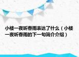 小楼一夜听春雨表达了什么（小楼一夜听春雨的下一句简介介绍）