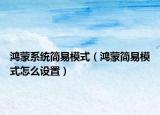 鸿蒙系统简易模式（鸿蒙简易模式怎么设置）