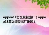 oppoa11怎么恢复出厂（oppoa11怎么恢复出厂设置）