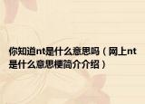 你知道nt是什么意思吗（网上nt是什么意思梗简介介绍）