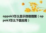 oppok3怎么显示微信提醒（oppok3怎么下载应用）