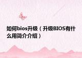 如何bios升级（升级BIOS有什么用简介介绍）