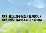 微博可以设置不给别人看点赞吗（微博点赞可以设置不让别人看到吗）