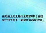 尘归尘土归土是什么意思啊?（尘归尘土归土的下一句是什么简介介绍）