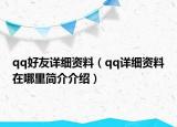 qq好友详细资料（qq详细资料在哪里简介介绍）