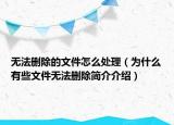 无法删除的文件怎么处理（为什么有些文件无法删除简介介绍）