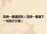 花间一壶酒百科（花间一壶酒下一句简介介绍）