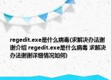 regedit.exe是什么病毒(求解决办法谢谢介绍 regedit.exe是什么病毒 求解决办法谢谢详细情况如何)