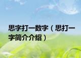 思字打一数字（思打一字简介介绍）