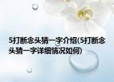 5打断念头猜一字介绍(5打断念头猜一字详细情况如何)