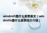 windmill是什么意思英文（windmills是什么意思简介介绍）