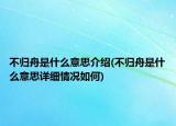 不归舟是什么意思介绍(不归舟是什么意思详细情况如何)