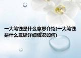 一大笔钱是什么意思介绍(一大笔钱是什么意思详细情况如何)