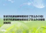 安卓手机屏幕解锁密码忘了怎么办介绍(安卓手机屏幕解锁密码忘了怎么办详细情况如何)