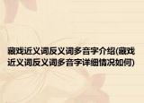 藏戏近义词反义词多音字介绍(藏戏近义词反义词多音字详细情况如何)