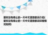 爱你没有停止的一天中文谐音歌词介绍(爱你没有停止的一天中文谐音歌词详细情况如何)