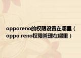 opporeno的权限设置在哪里（oppo reno权限管理在哪里）