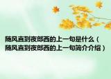随风直到夜郎西的上一句是什么（随风直到夜郎西的上一句简介介绍）