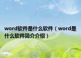 word软件是什么软件（word是什么软件简介介绍）