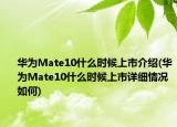 华为Mate10什么时候上市介绍(华为Mate10什么时候上市详细情况如何)