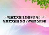 dnf格兰之火在什么位子介绍(dnf格兰之火在什么位子详细情况如何)