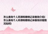怎么查询个人所得税缴纳记录查询介绍(怎么查询个人所得税缴纳记录查询详细情况如何)