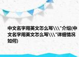 中文名字用英文怎么写\