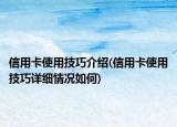 信用卡使用技巧介绍(信用卡使用技巧详细情况如何)