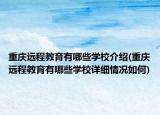 重庆远程教育有哪些学校介绍(重庆远程教育有哪些学校详细情况如何)
