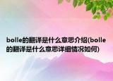 bolle的翻译是什么意思介绍(bolle的翻译是什么意思详细情况如何)