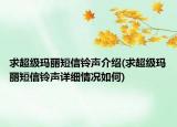 求超级玛丽短信铃声介绍(求超级玛丽短信铃声详细情况如何)