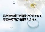 忍者神龟对打绝招简介介绍英文（忍者神龟对打绝招简介介绍）