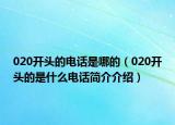 020开头的电话是哪的（020开头的是什么电话简介介绍）