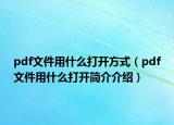pdf文件用什么打开方式（pdf文件用什么打开简介介绍）
