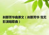 刹那芳华曲原文（刹那芳华 雪无影演唱歌曲）
