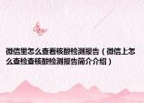 微信里怎么查看核酸检测报告（微信上怎么查检查核酸检测报告简介介绍）