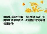 田馥甄(请你给我好一点的情敌 歌词介绍 田馥甄 请你给我好一点的情敌 歌词详细情况如何)