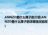 ANNZO是什么牌子的介绍(ANNZO是什么牌子的详细情况如何)